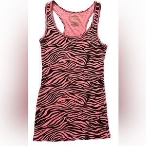No Boundaries Women Size Large 11/13 Pink Zebra Tank Top Casual